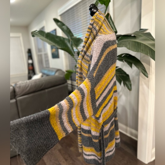 BELTED Chunky Knit Long Cardigan Striped ALPACA WOOL Elizabeth & James size M/L - Picture 7 of 14